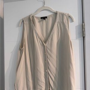 Eileen Fisher Tan Sleeveless Relaxed Blouse